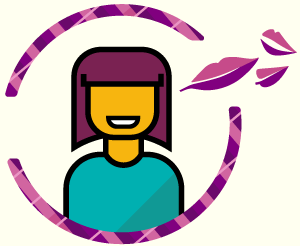 Lip reading tutor icon with long hair