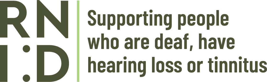 RNID logo and the text supporting people who are deaf, have hearing loss or tinnitus